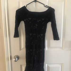 Bebe; black netted dress